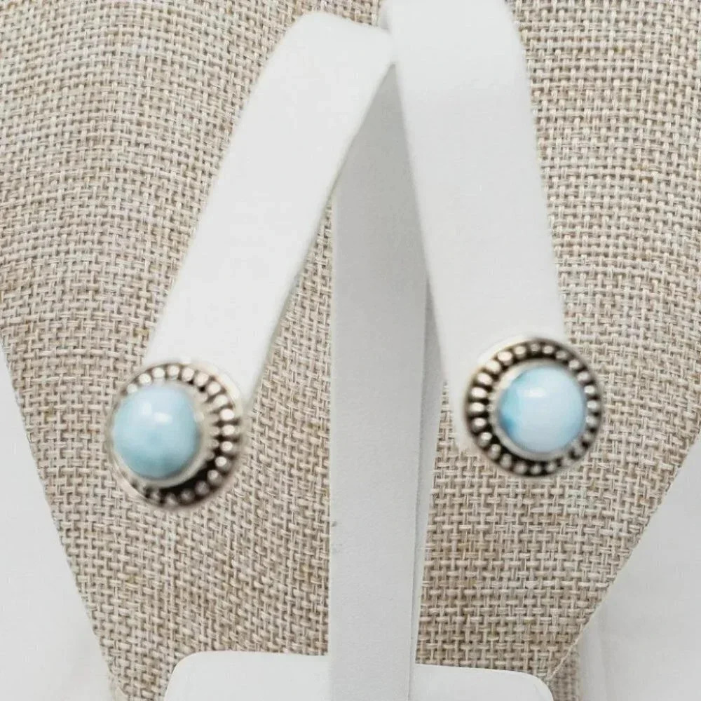 Artisan Crafted Larimar Sterling Silver earrings - Picture 2 of 8